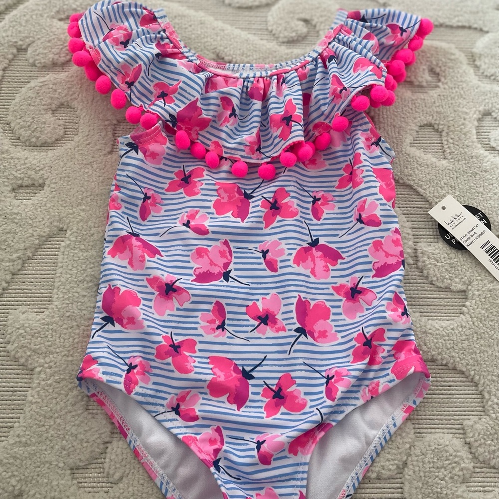 Super ADORABLE BRAND NEW Nicole Miller Pom Pom Girls Swimsuit!